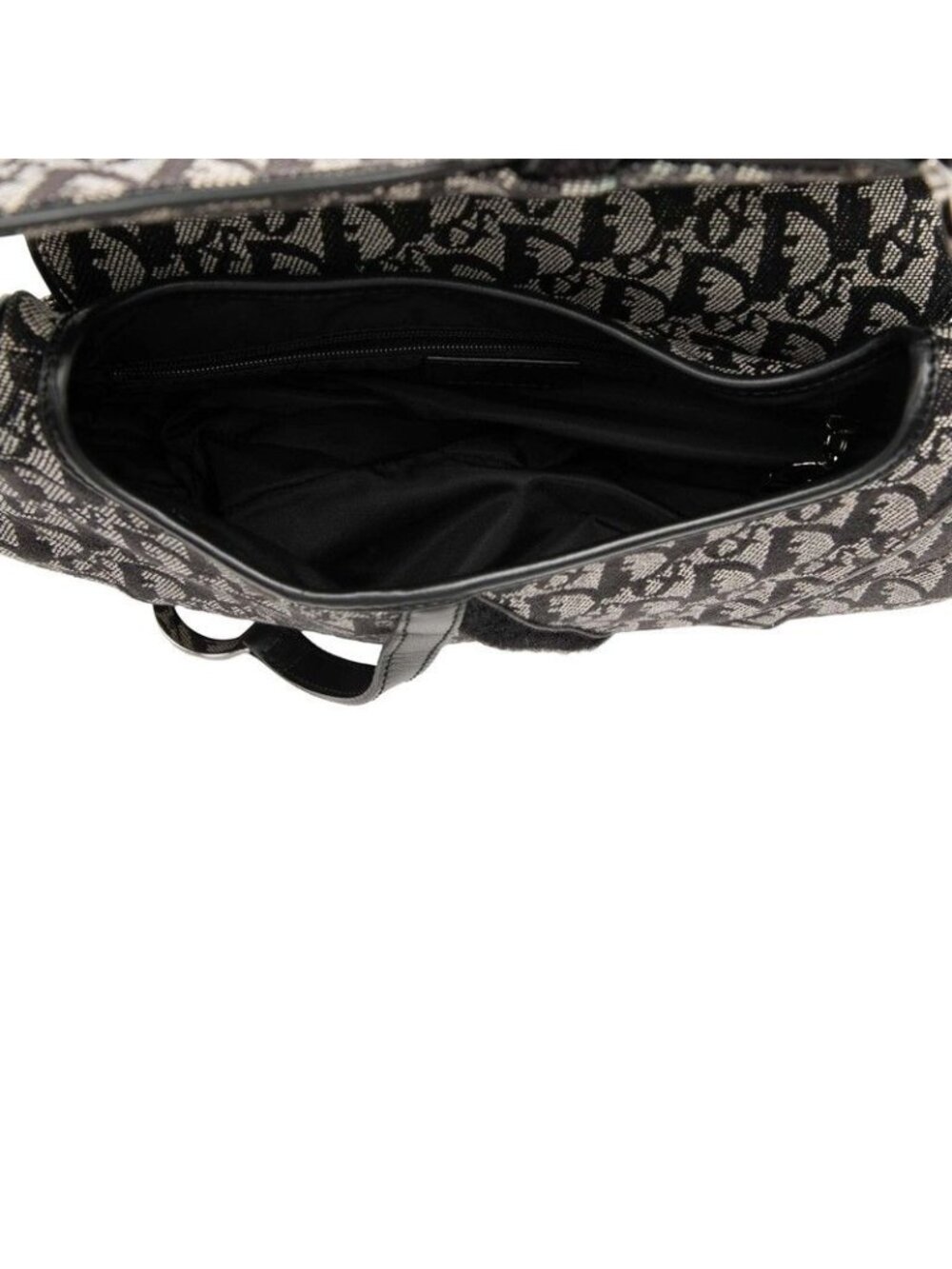 Dior Trotter Saddle Handbag Shoulder Black Gray Canvas Leather - Picture 4 of 6